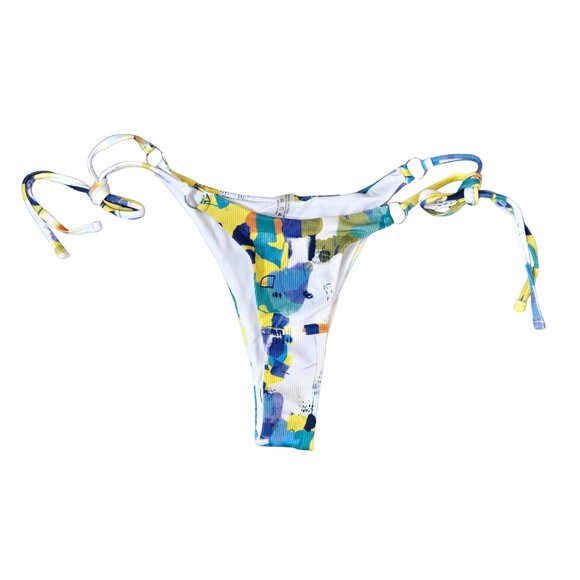NWOT | Abstract Multicolored Print Halter Tie Side String Bikini Set | Small - Picture 3 of 6